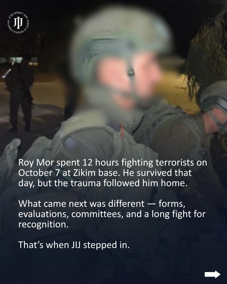 JIJ_Israel's tweet photo. He fought terrorists for 12 hours. Then came trauma and a fight for recognition. Roy Mor’s story is now in Times of Israel Spotlight. JIJ helps wounded soldiers for free: https://t.co/e4L3nH3tjA https://t.co/F03EkXVfGd