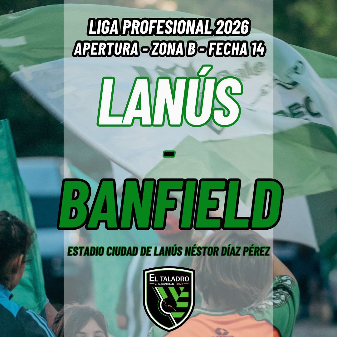 🇳🇬 CLÁSICO DEL SUR 🇳🇬

Desde las 19, <a href="/CAB_oficial/">Club A. Banfield</a> se mide con <a href="/clublanus/">Club Lanús</a> por la fecha 14 de la <a href="/LigaAFA/">Liga Profesional de Fútbol</a> 

📲 Toda la previa del partido está en nuestra web: eltaladro.com