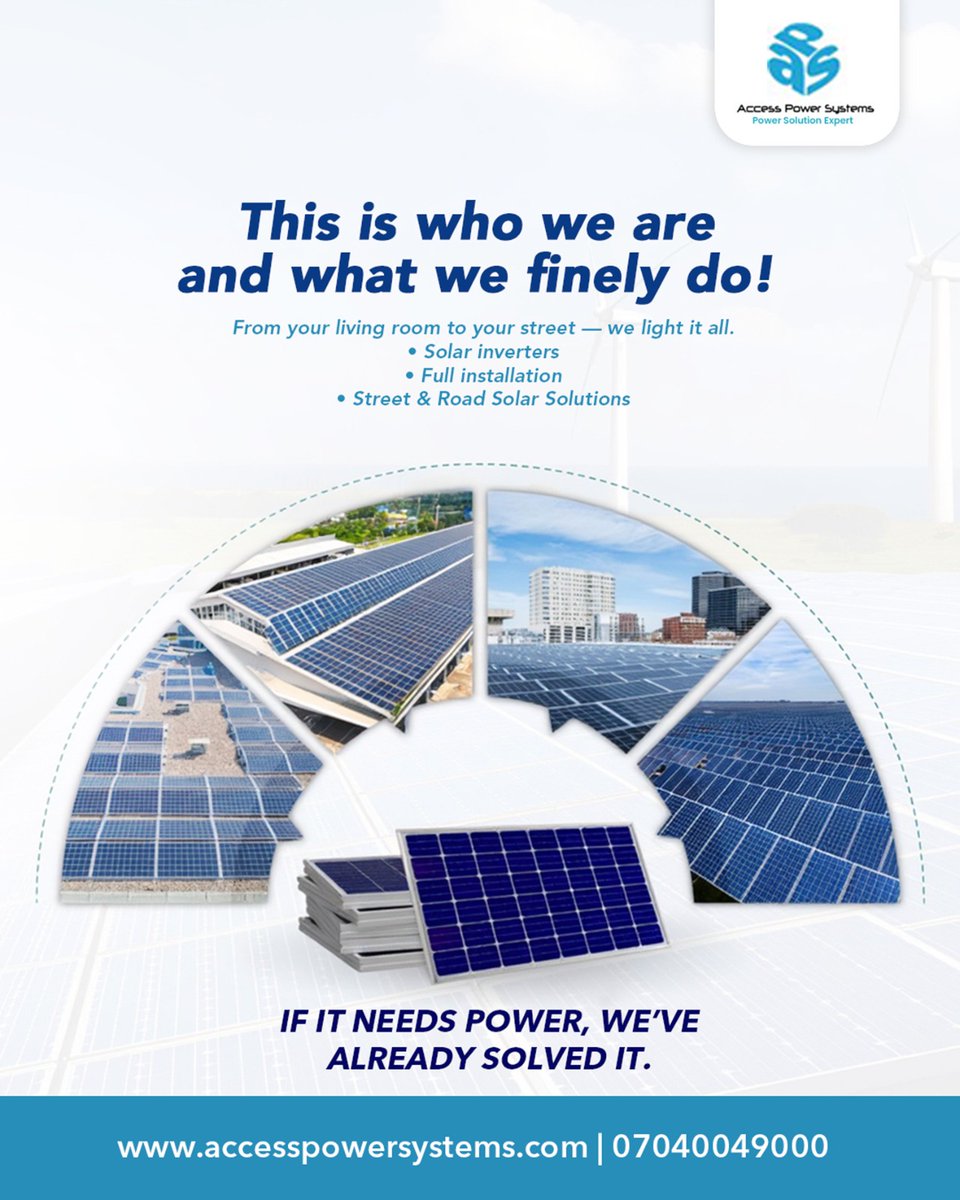accesspower_sys's tweet image. From your living room to your street, we light it all with reliable solar power, solar inverters, full installations and street lightning solutions. If it needs power, we've already solved it.

DM us or call us for free consultation.

#AccessPowerSystems #solarsystems #solar