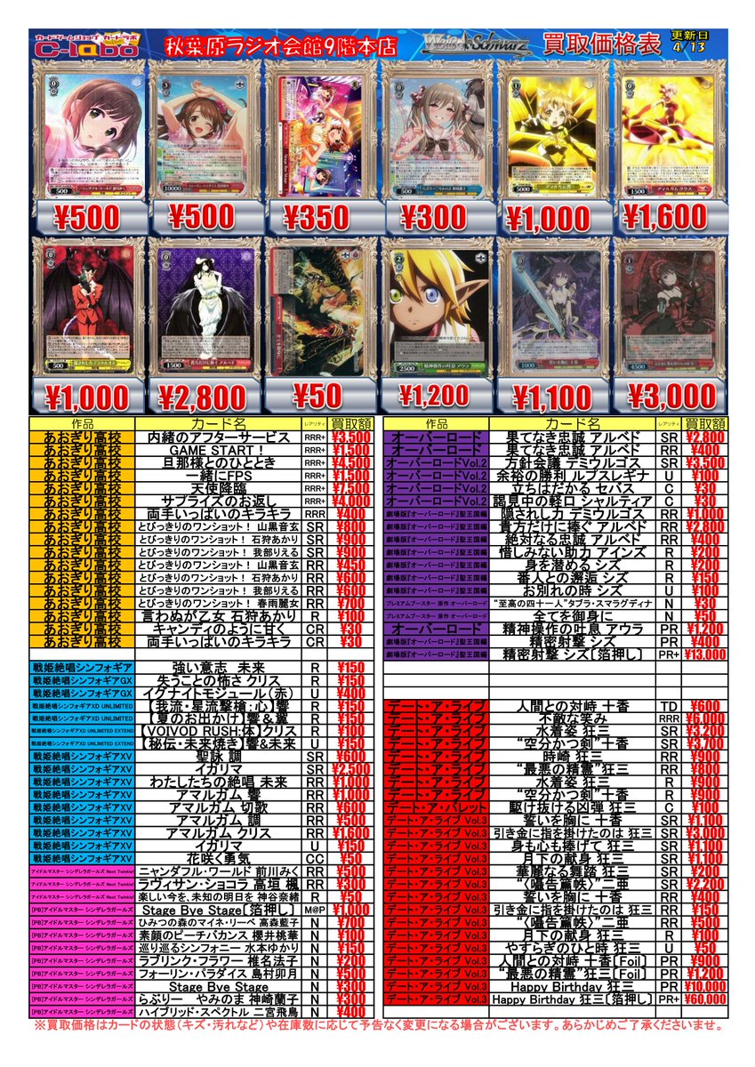 ◇ #ヴァイスシュヴァルツ 買取情報◇ 貴方だけに捧ぐ アルベド RR