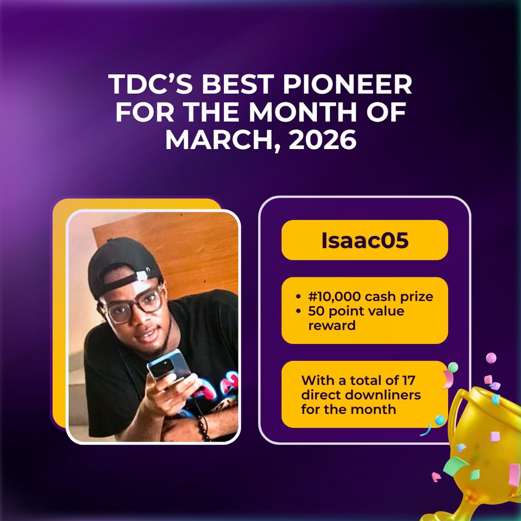 Huge Congratulations to our Best Pioneers for the month of March🥳🥳🥳…Who’s next?

#tdcmobilestore #tdc468 #youcandoit #achievers