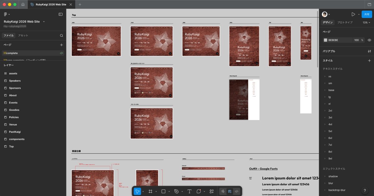 私たち Gaji-Labo は、RubyKaigi 2026 のデザインスポンサーとしてメインビジュアルデザインを担当しています。
五稜郭と Ruby を組み合わせたマーク、レンガを基調としたイメージをはじめ、函館の空気を感じるデザインを運営チームの皆さんと一緒に形にしました。
#rubykaigi