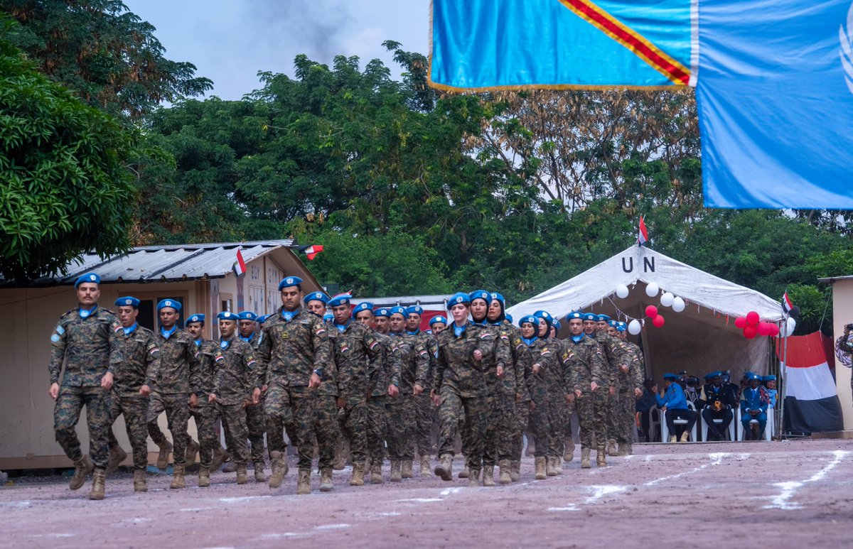 unjhro's tweet photo. Kinshasa 11.04.26
Remise de médailles au contingent égyptien de la @MONUSCO, en présence de la DSRSG @ottoplatus, du leadership de la Mission.
Reconnaissance du professionnalisme des policiers engagés pour la protection des civils et la promotion des droits humains en @RDC. https://t.co/HKB4vDiBPZ