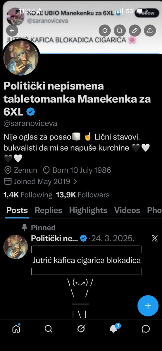 Politički nepismena tabletomanka Manekenka za 6XL tweet media