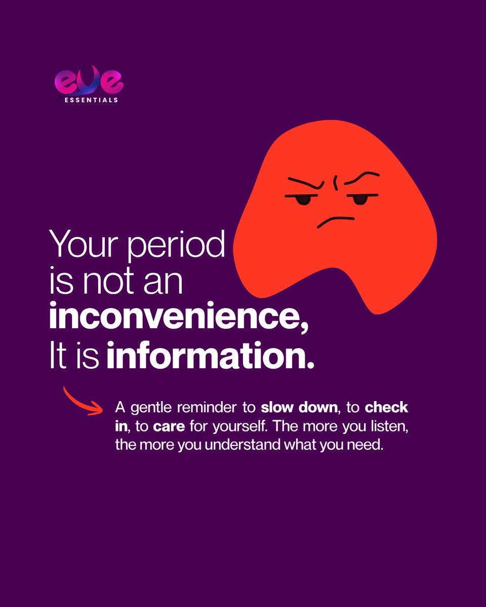 eveessentialsng's tweet photo. Every symptom your body produces around your cycle is a message, start paying attention to what it’s telling you.

#MakeTheSwitch
#EveEssentials https://t.co/QVKIrozY4g