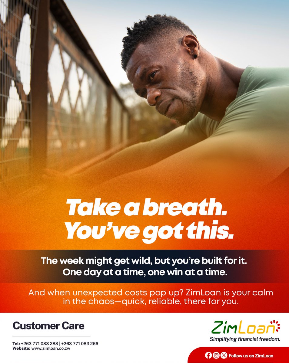 Breathe easy &amp; apply for an instant loan in minutes:
zimloan.com/?umt=FB_Boost1

#MotivationalMonday #ZimLoan #StayCalm #YouCanHandleIt
