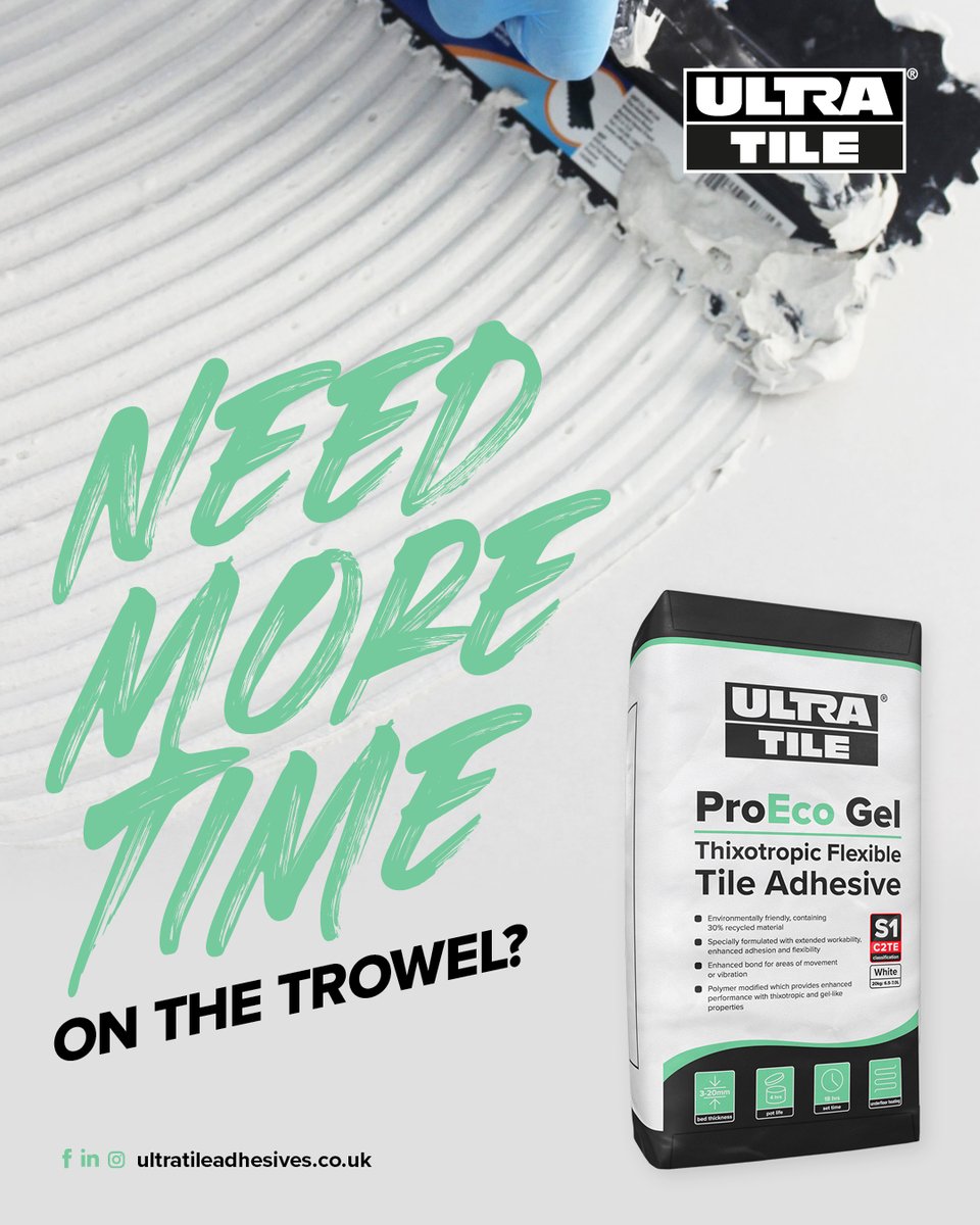 UltraTile_UK's tweet image. Need more time on the trowel?

With a 4-hour pot life and extended workability, ProEco Gel keeps you in control on larger or more detailed installs.

Less rush. Better finish. More precision.

➡️ instarmac.co.uk/products/ultra… 

#TileAdhesive #Tiling #UltraTile