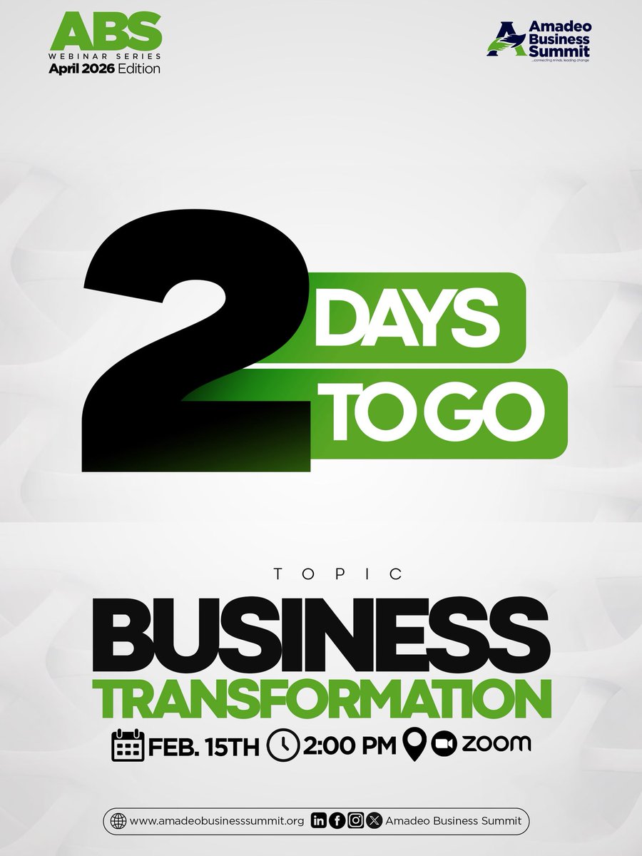 In just a few days, we dive into a powerful conversation on Business Transformation.

If growth matters to you, this is one session you shouldn’t miss.

Speaker: Dr. Emerie Agunwah
CEO/MD, H.G &amp; W Consult, Australia

Amadeo Business Summit: Connecting minds, leading change.

#ABS