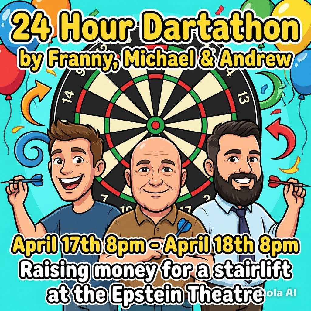 SteveFifaBadges's tweet photo. Hello all me our Michael Briggs and Andy Connor are playing darts on Friday at 8pm for 24hrs will be Live on Facebook and Tiktok to raise money fpr a diabled lift for the Epstein Theatre in Liverpool.
Can you please  share far and wide.
https://t.co/WNTrcoXAxn
@EpsteinTheatre https://t.co/0k8svefZoO