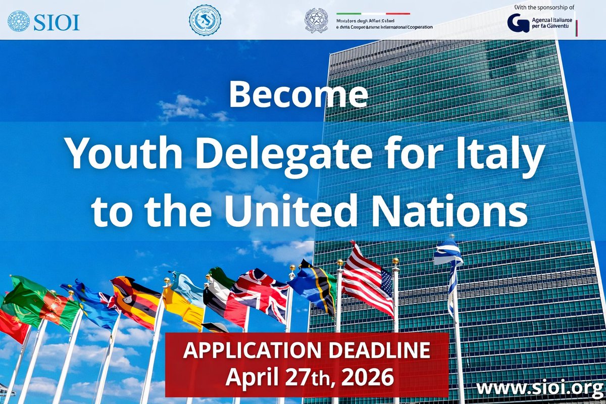 opportunitiesfy's tweet image. 🇮🇹 UN Youth Delegate 2026
🌍 Represent Italy at UNGA
 🎤Lead &amp;amp; advocate
 🤝Global exposure
📅 Deadline: April 27, 2026
🔗 Apply: wp.me/p23f03-dy1
💡 Tip: Nail your 120-sec video!
#UN #YouthLeadership