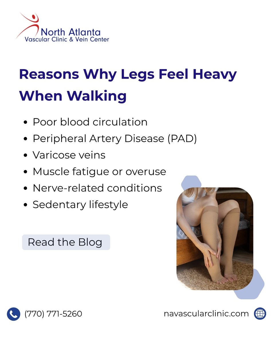 northatlanatva1's tweet image. Heavy legs while walking can be more than just fatigue. It may be linked to circulation issues or underlying vascular conditions.

Read the blog: navascularclinic.com/blog/legs-feel…

#VascularHealth #LegPain #CirculationMatters #PADAwareness #HealthyLiving