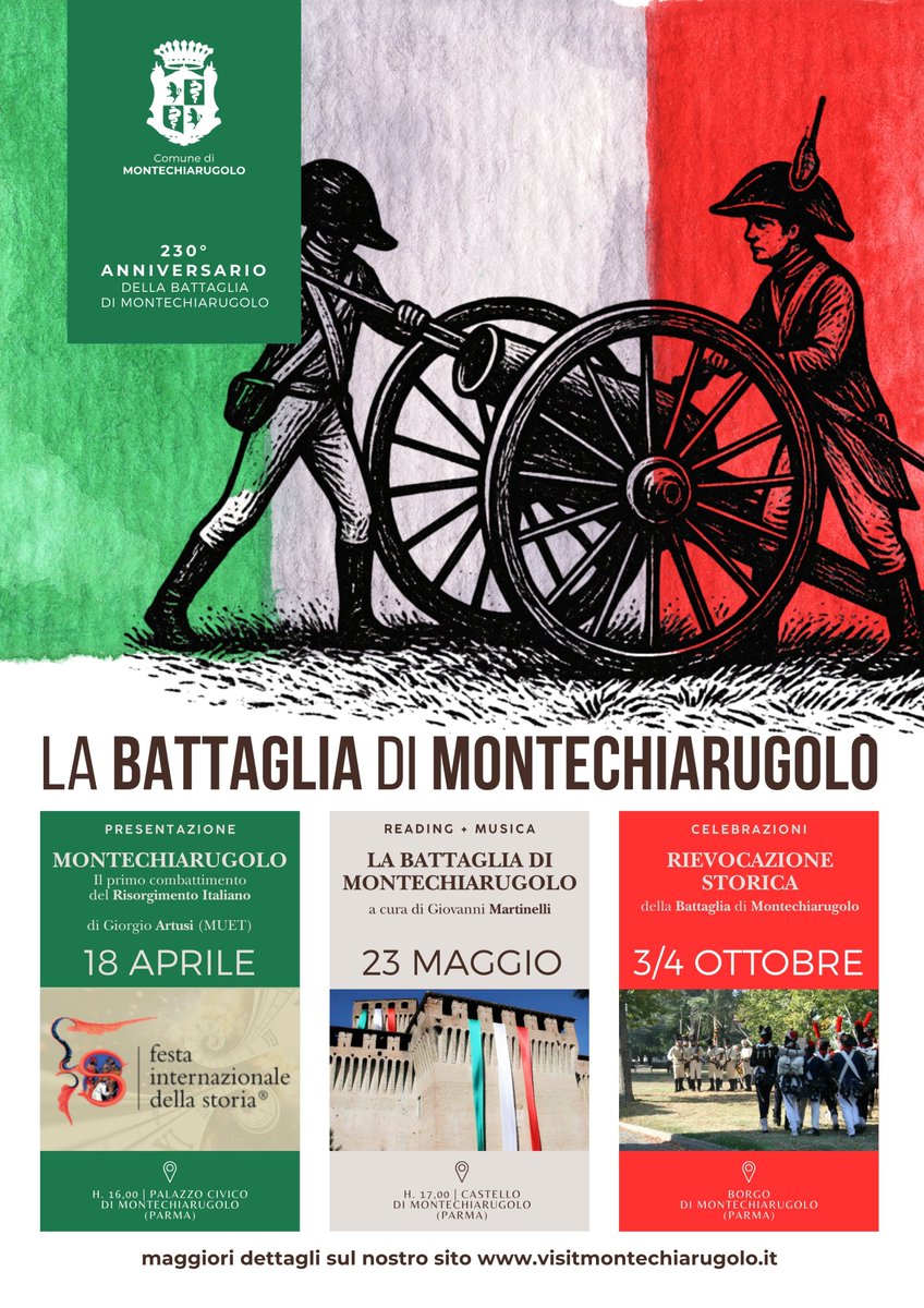 Montechiarugolo's tweet photo. In occasione del 230° anniversrio della Battaglia di #Montechiarugolo, siamo lieti di invitarvi agli eventi legati a questa importante rievocazione. Siamo in provincia di #Parma #Italia https://t.co/MluguCJZIz