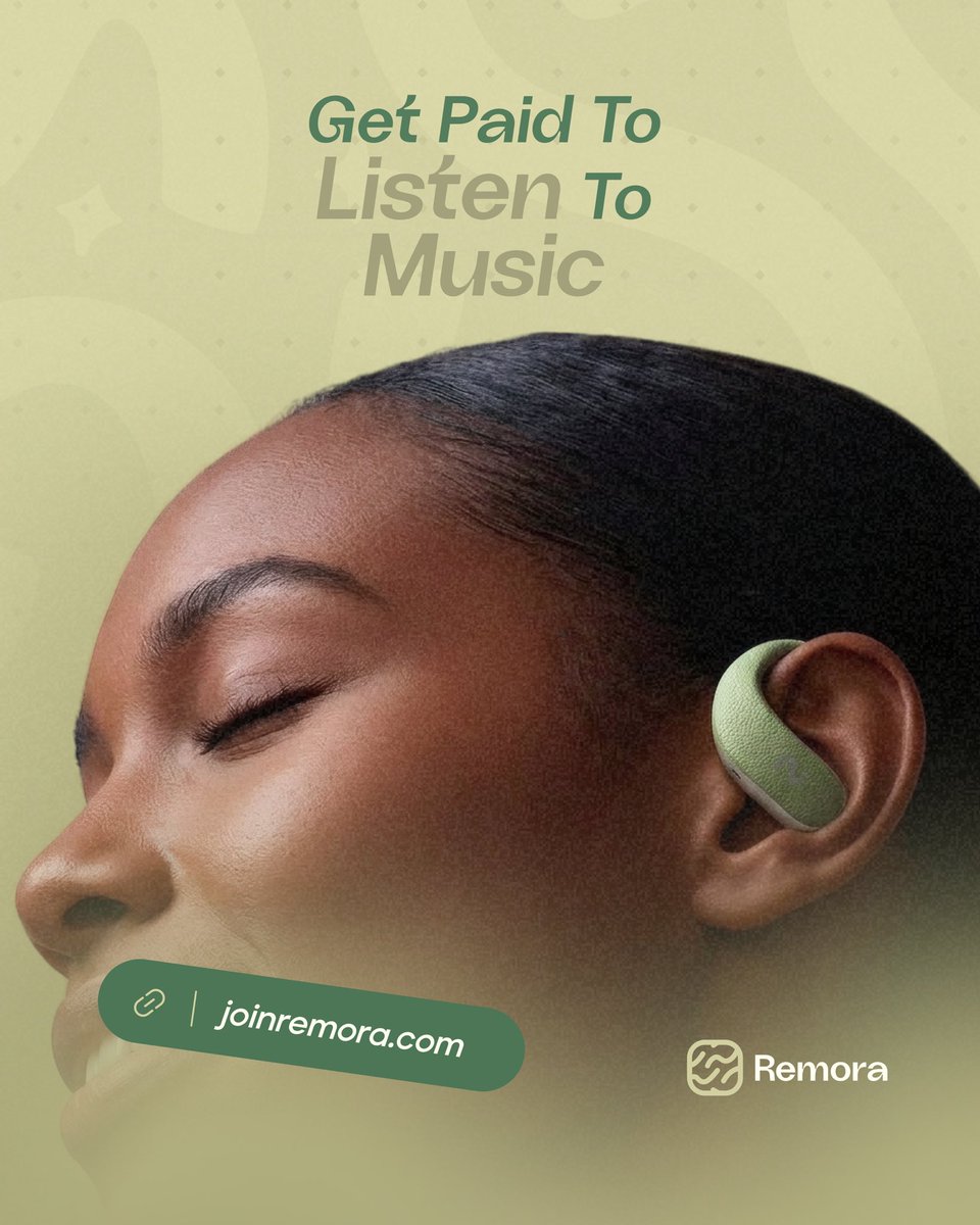 joinremora's tweet photo. Some people are getting paid to listen to music right now. You're doing the same thing — just not getting paid for it.

Remora fixes that. 

Join the waitlist today. Link on our profile. https://t.co/Q4BgkewJZq