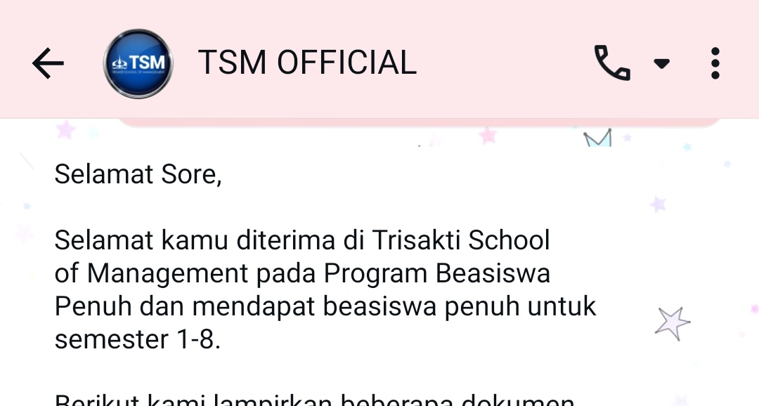 aceacoaci's tweet photo. dapet beasiswa trisakti🫰🏻🫰🏻 tapi yg tsm nyaa, anw aku ambil akuntansi. kalo ada maba tsm pls lemme know ^___^ https://t.co/hqnbHVhgth