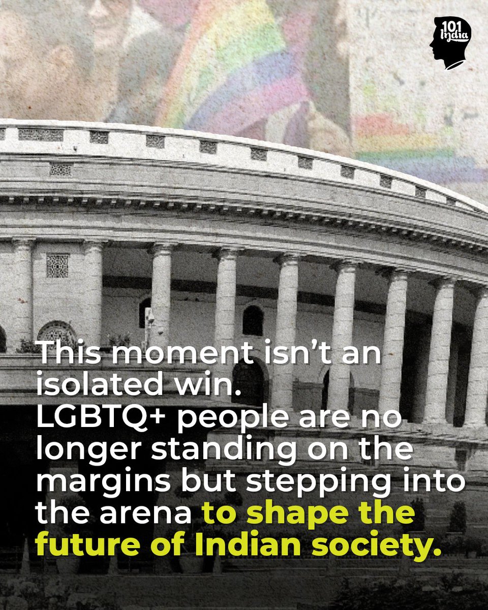 101India's tweet photo. Menaka Guruswamy marked a new chapter in Indian history as the first openly queer MP to take oath in the Rajya Sabha.She is not alone; she represents a new era when queer people across the country step into the political arena.

#101india #uniquestoriesofindia https://t.co/lhTx00BLkX