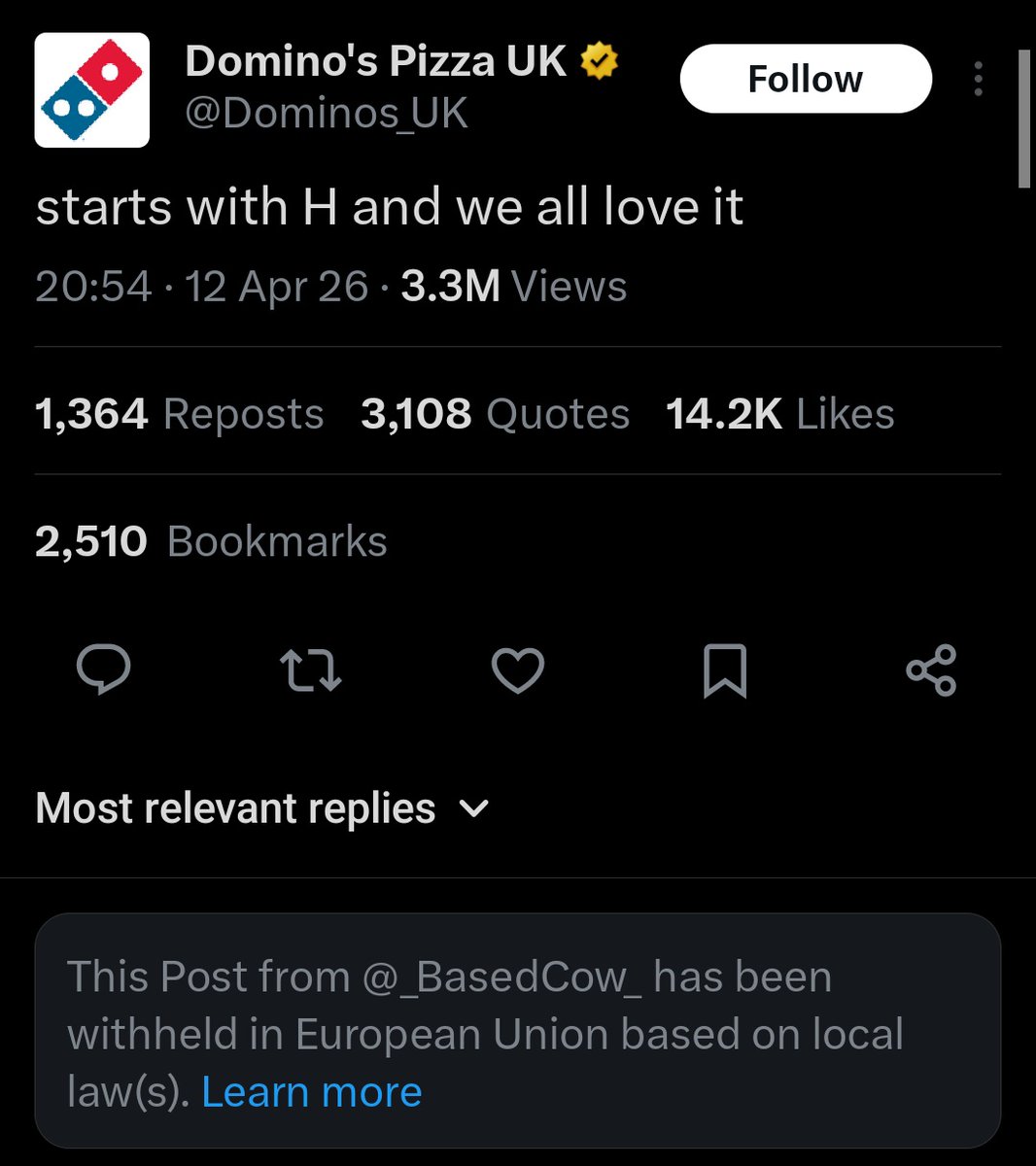 R5_Hellmon's tweet photo. @Dominos_UK What did he typed🤨 https://t.co/74C9A3kKkH