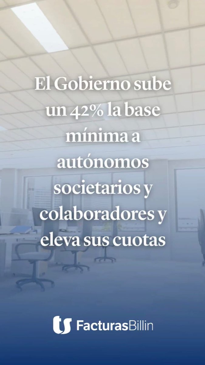 Billin_ES's tweet photo. Estos días se confirmaba la subida de un 42% la base mínima para autónomos societarios y colaboradores y, una vez más, el debate está servido. ¿Qué supondrá esto para más de 1 millón de autónomos en España? 

📹Tienes todos los detalles en este vídeo. 

#Autónomos #Cuotas https://t.co/NtWftGDUXP