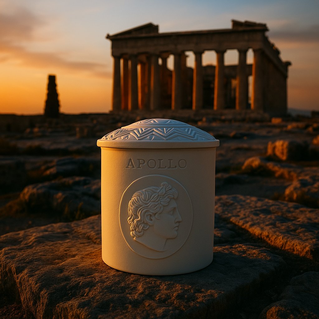 eleniannacom's tweet image. Indulge in the divine scent of Apollo's Harmony scented candle jar, inspired by Greek mythology 🕊️ Perfect for creating a calming atmosphere at home 🏺 #ScentedCandle #GreekMythology #Relaxation #Apollo #Harmony