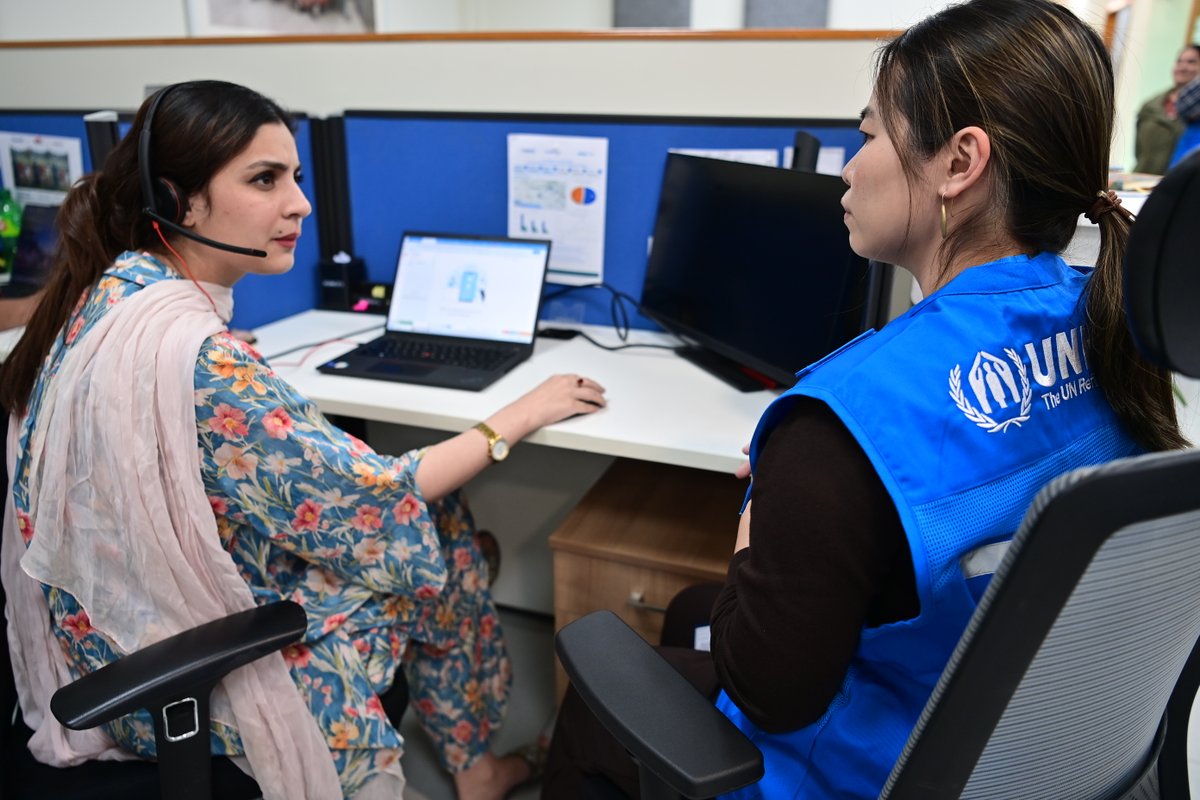 UNHCRPakistan's tweet image. In times of uncertainty for @refugees, access to trusted information is vital.

With support from @eu_echo 🇪🇺 humanitarian funding, UNHCR’s helpline connects people to critical guidance and services when it matters most. 💙