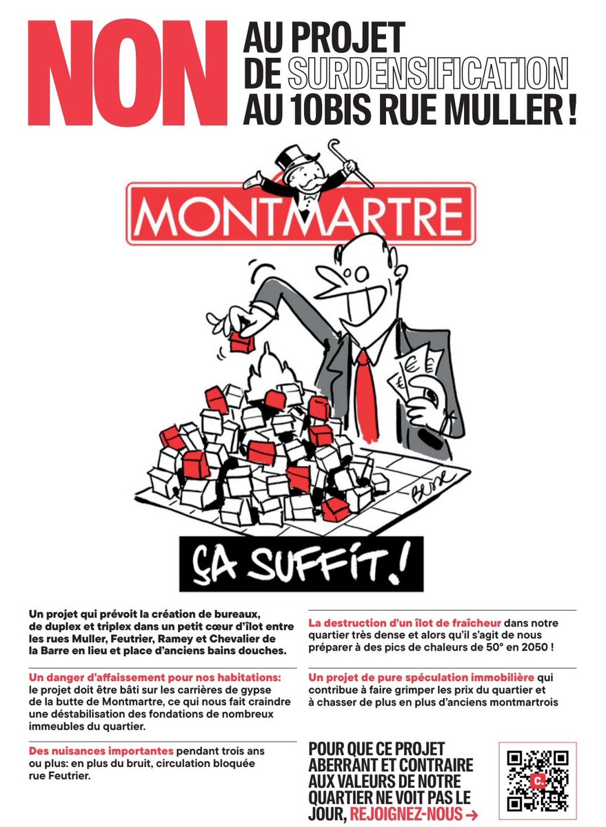 🔴 À Montmartre #Paris18, des habitant·es se mobilisent contre un projet immobilier qui prévoit la destruction d'anciens bains douches et la construction d’un bâtiment beaucoup plus haut de bureaux et duplex. Soutenons-les en signant leur pétition ! 👉🏾
change.org/p/non-au-proje…