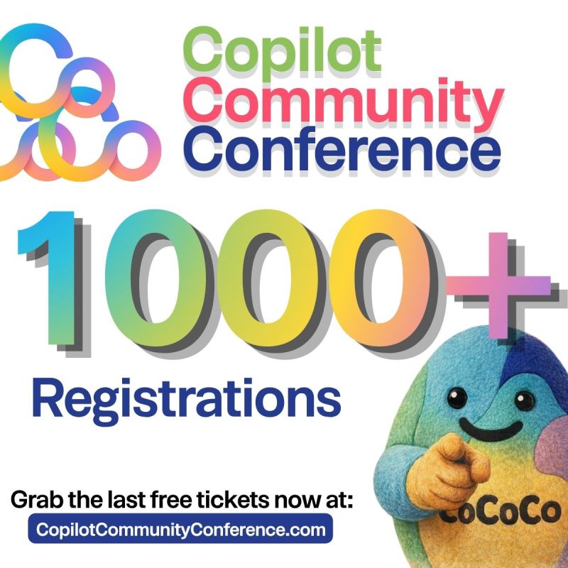 adrianritter's tweet image. 1000+ registrations already for the Copilot Community Conference 
Super excited about what’s coming — don’t miss out and grab one of the last free tickets:
👉 copilotcommunityconference.com
#CopilotCommunityConference #MicrosoftCopilot #M365 #Community
