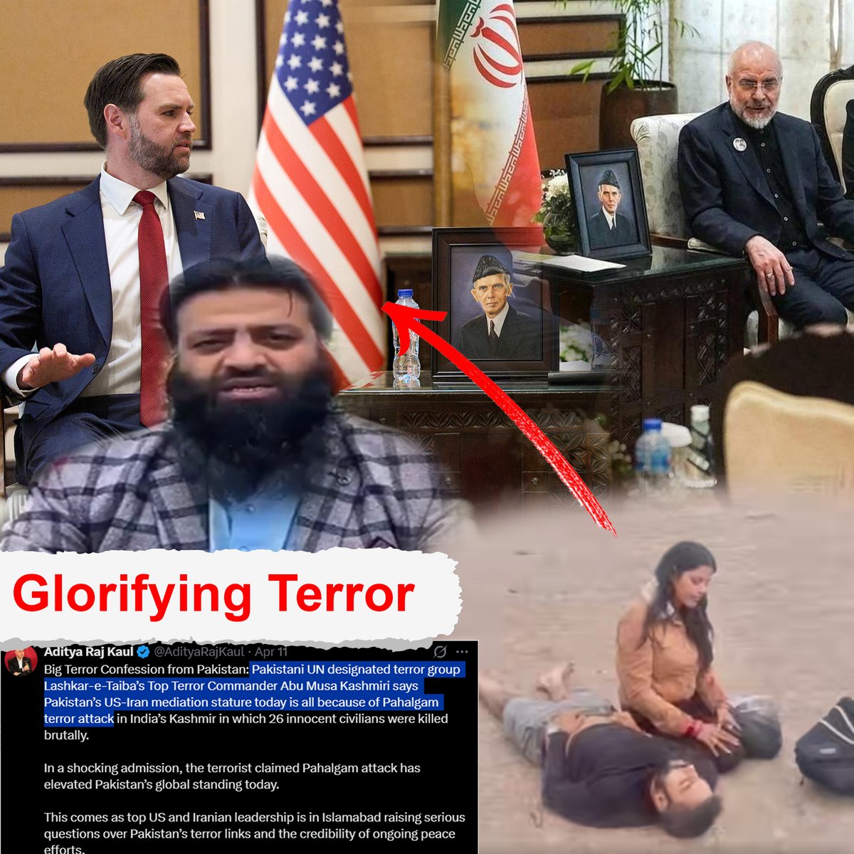 Abdulmir98's tweet image. UN-listed LeT terrorist Abu Musab Kashmiri proudly claims the Pahalgam attack gave Pakistan its “elevated global standing” and US-Iran mediation status.

Terrorists taking direct credit for Pakistan’s diplomacy

#PahalgamAttack #LeT #Terrorism