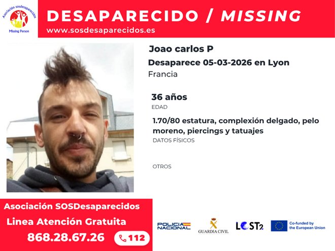 📢 Activamos la Red de cajeros automáticos de Euronet ATMs Cajeros España, para difundir la alerta de Joao. desaparecido en #Lyon #Francia 

#Desaparecido #sosdesaparecidos #EuronetATMsEU facebook.com/EuronetATMsES/