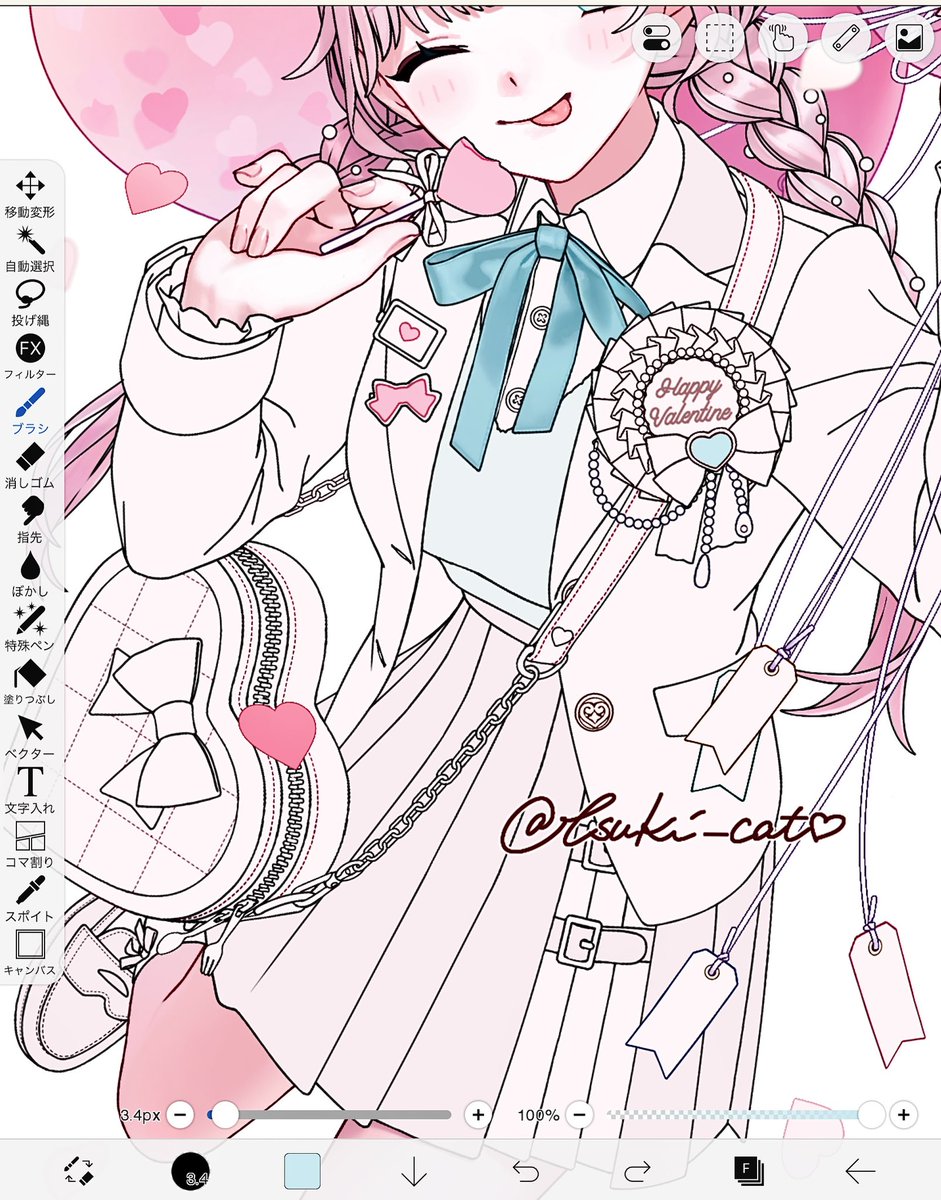 新規絵wip！🍫
放置していたバレンタイン絵を進めています!!
ファスナーとかの超絶頑張った線画を見てほしい...！🙏✨