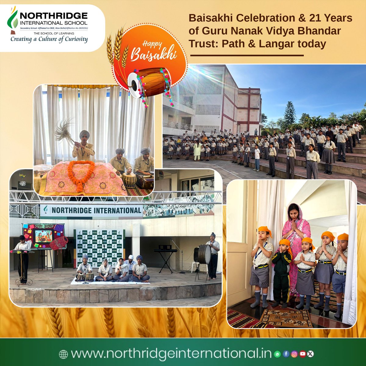 Northridgeint's tweet image. Baisakhi vibes at Northridge International School 🌾✨ 

Celebrating togetherness, gratitude &amp;amp; tradition with prayers, performances, and langar. Happy Baisakhi! 🌼🙏

#BaisakhiCelebration #SchoolEvents #FestiveVibes #CulturalHeritage #Togetherness #Gratitude