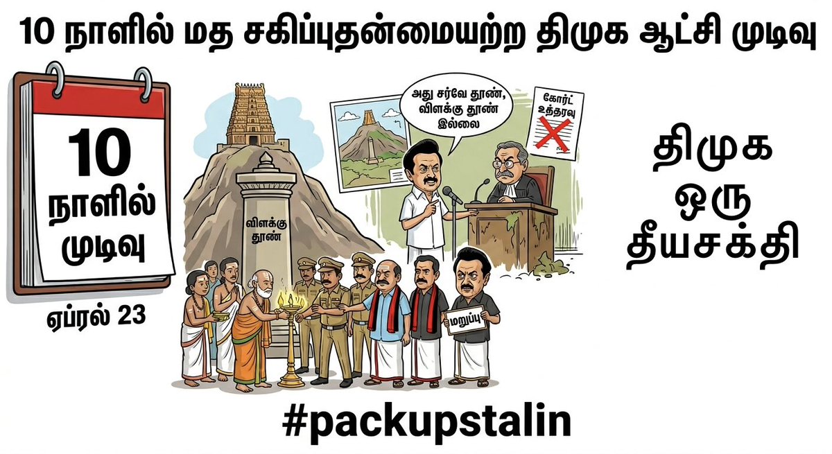 10 நாளில் மதசகிப்பு தன்மையற்ற திமுக அரசு முடிவு 

அரசு என்பது அனைத்து மதங்களுக்கும் பொதுவானதாக இருக்க வேண்டும், ஆனால் திமுக அரசு சிறுபான்மையினர் வாக்குக்காக இந்து மத உணர்வுகளை தொடர்ந்து புண்படுத்துவது மட்டுமின்றி இந்து மத கோவில் உரிமைகளையும் மறுக்கிறது. திமுக ஆட்சியில்