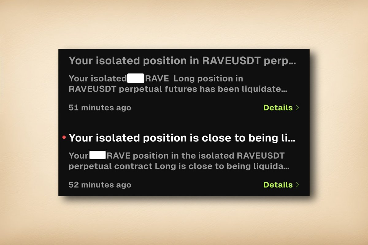 Fak faka fak 

I got liquidated on most trending token 💦 ( $RAVE )

skill issue or what?