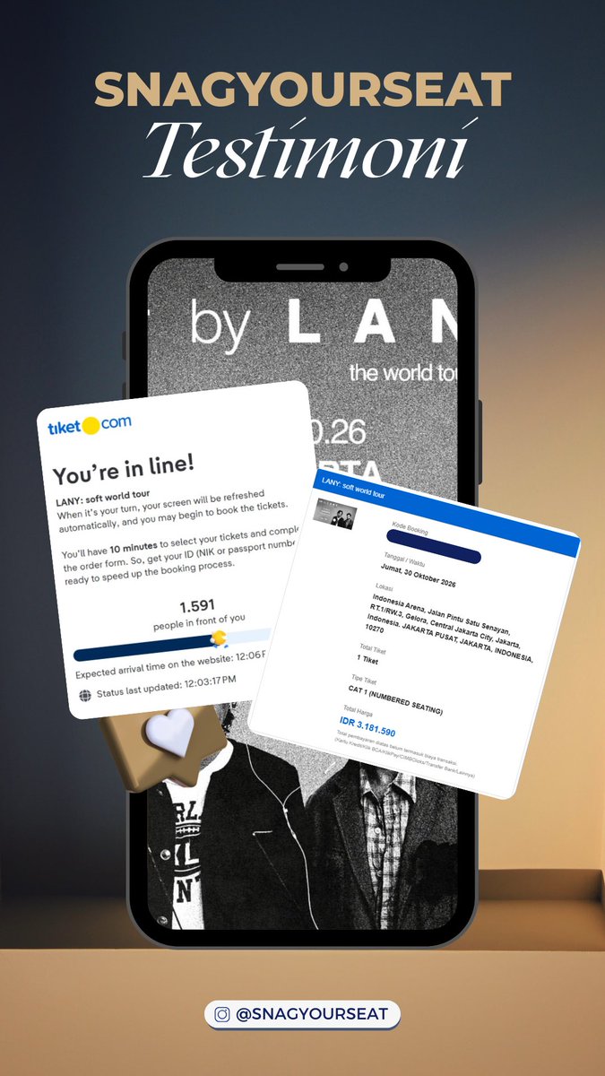 snagyourseat's tweet photo. OPEN JASTIP
LANY GENERAL SALES
With Reasonable Fee!
Proof: secured on artist presale👌🏻

#wts #wtb #lany https://t.co/EjecvUBYqg