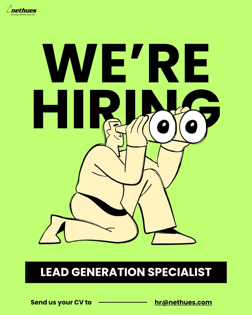 nethues's tweet image. We’re hiring a Lead Generation Specialist.

If you know how to turn conversations into opportunities, Apply Now!

Comment "Interested" or tag someone who’d be a great fit

#hiring #leadgeneration #nethues