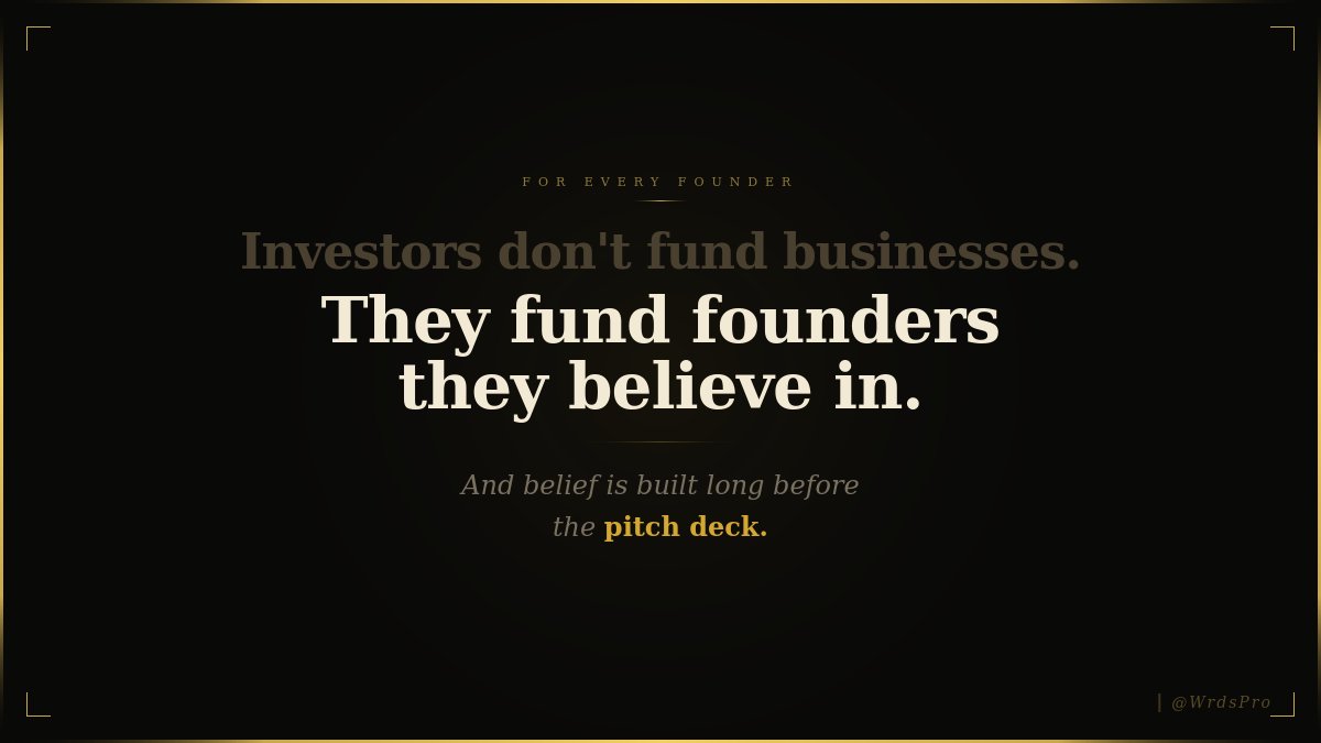 Wrdspro's tweet photo. Your next investor already Googled you.
Your LinkedIn bio is your first pitch — not your introduction.
The founder who owns the narrative owns the category.
#Founders #LinkedIn #PersonalBranding #StartupFounder #FounderLife #BuildInPublic #ThoughtLeadership https://t.co/NFgOHsdkhk