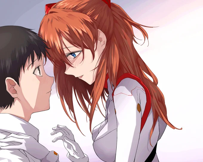 シンジとアスカで大人のキス、その1と2 どちらもすごく気にっている絵、エヴァンゲリオンフェスであそこまで幸せな二人描いたからこそキスの描写も見たかったのは私だけだろうか(特にシンジから触れている感じで) その3の構図案もあるのでいつか描きたい～
