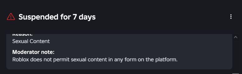 TheEdgyGoat's tweet photo. @Roblox Update: Possibly the same person false reported me again, I was banned for 7 days but unbanned after my appeal. This is the second time for the same asset, after it was already restored. https://t.co/QP39ypHdMb