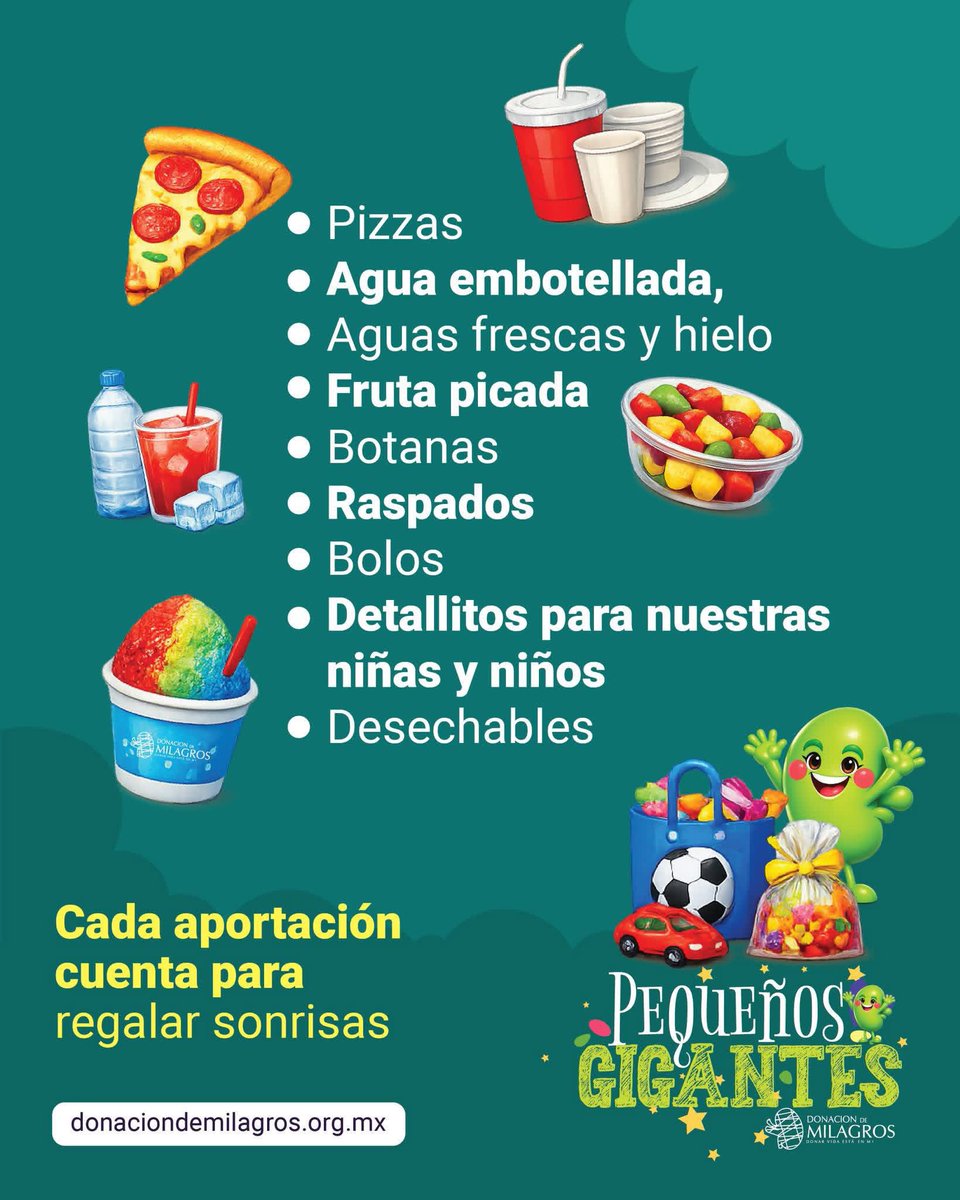 ¿Con qué jalas para festejar a nuestras niñas y niños por su día? 
.                     
Este mes Donación de Milagros celebra a nuestros "Pequeños Gigantes".                                                                                    #abril #diadelaniñayelniño