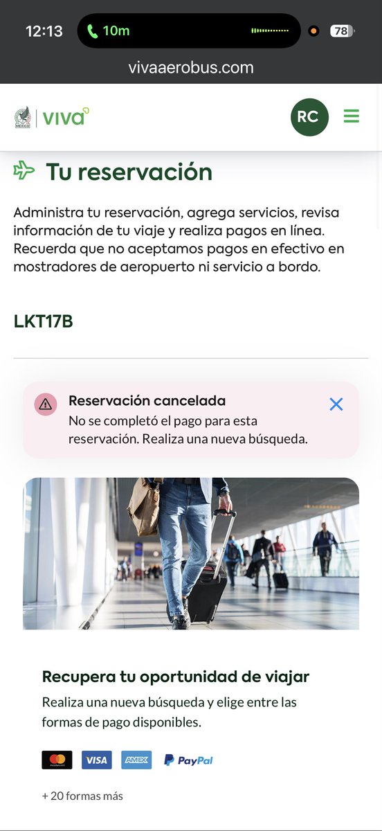 rogercons's tweet photo. Oye @VivaAerobus desde el 20 de abril estoy esperando el reembolso de una cancelación de mi vuelo a mi TC, me dejan más de una hora en espera los del Depto de reembolsos y anda, ya pasaron los dichosos 10 días naturales, @Profeco reserva : LKT17B https://t.co/uv7DagwFY5