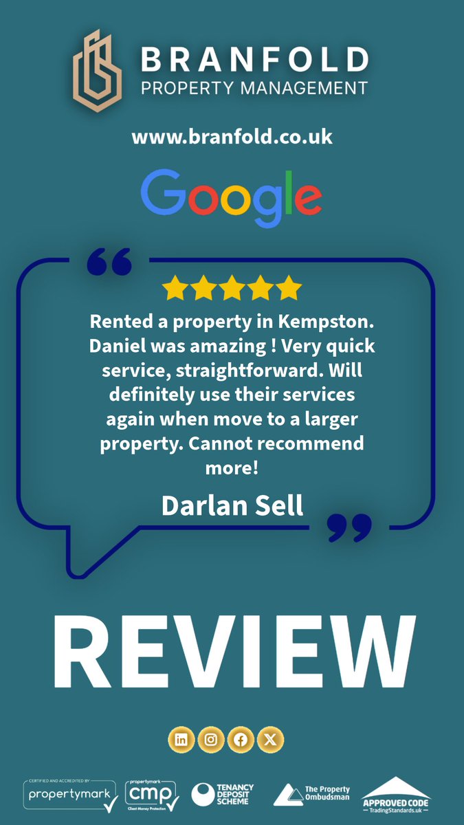 branfold_co_uk's tweet image. We love hearing from happy tenants! 🏠 

Another 5-star experience in Kempston with our team. A huge shoutout to Daniel for his quick and straightforward service. 

Looking to move? We’re here to make it simple. 

⭐️⭐️⭐️⭐️⭐️

 #KempstonProperty #PropertyManagement #TeamSpotlight