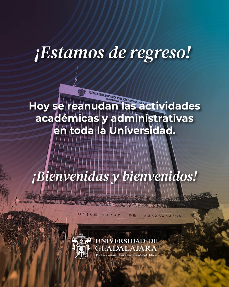 udg_oficial's tweet image. ¡Estamos de regreso! 

Damos la bienvenida a todo el personal y a la comunidad estudiantil de la #RedUdeG 🫂👏

Cuéntanos, ¿en qué plantel estás y qué fue lo mejor de tus vacaciones? 😎