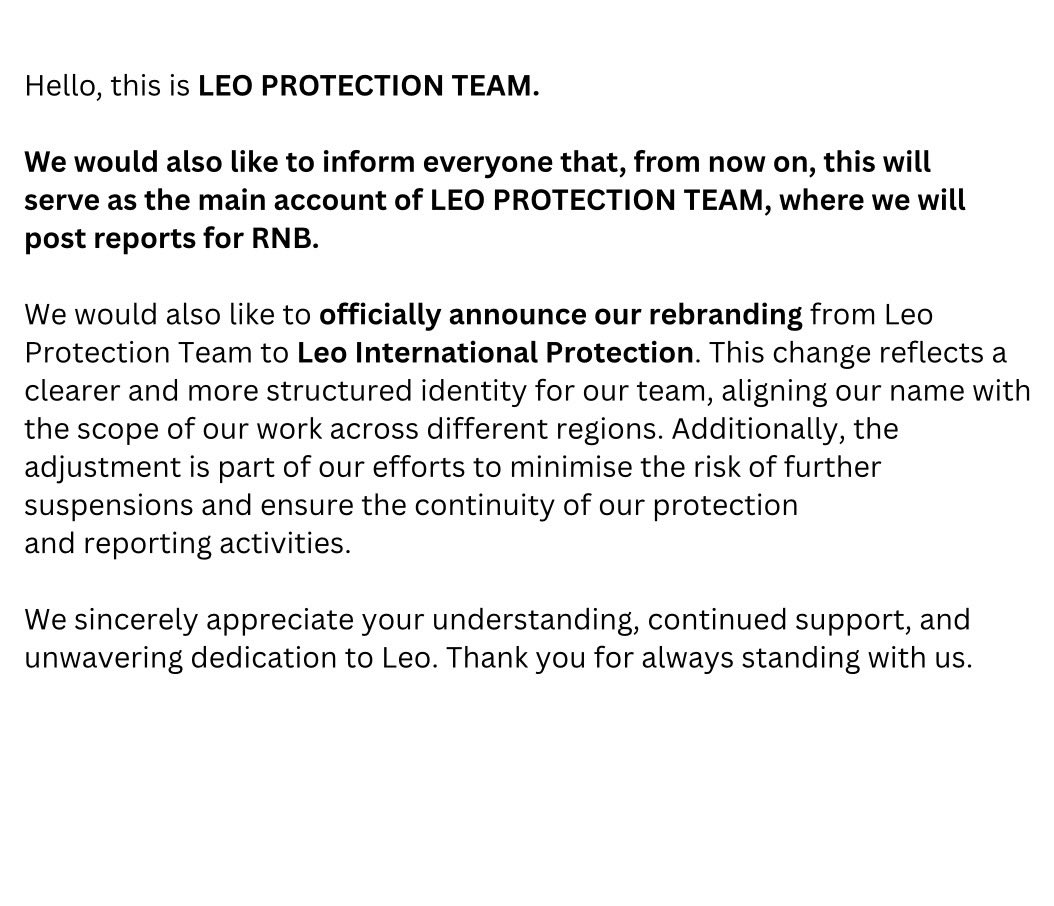 LEO INTERNATIONAL PROTECTION tweet media