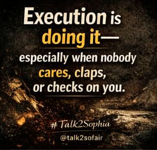 talk2sofair's tweet image. That’s the shift—
less strategy, more 
EXECUTION.

Readiness is a Myth people use to Delay Action.
Change begins the moment you move without it.

Now the standard is simple: 

keep Executing. 👇🏽

#Talk2Sophia 
@talk2sofair #TheSovereignGrowthInstitute
#Execution