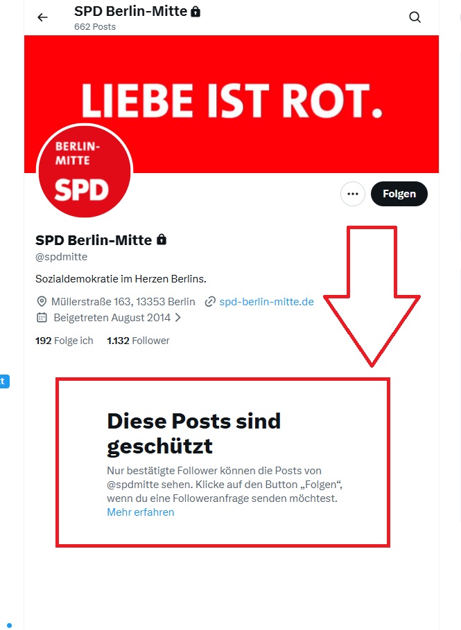 Man bleibt lieber unter sich!
Wie kämen die Genossen von der Berliner SPD auch dazu, sich mit den Fragen des einfachen Volkes zu beschäftigen? @SPDBerlin – einfach nur feige oder habt ihr die Wahl schon abgeschrieben?

#SPD #Berlin #WahlBerlin