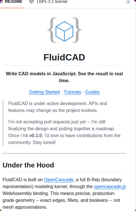 tom_doerr's tweet image. Parametric CAD modeling in JavaScript

github.com/Fluid-CAD/Flui…