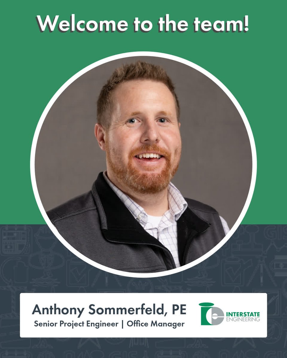 InterstateEng's tweet photo. Meet Anthony Sommerfeld, Office Manager | Senior Project Engineer based in our Horace, ND location. Welcome to the team, Anthony! https://t.co/zTGhjCiVkb