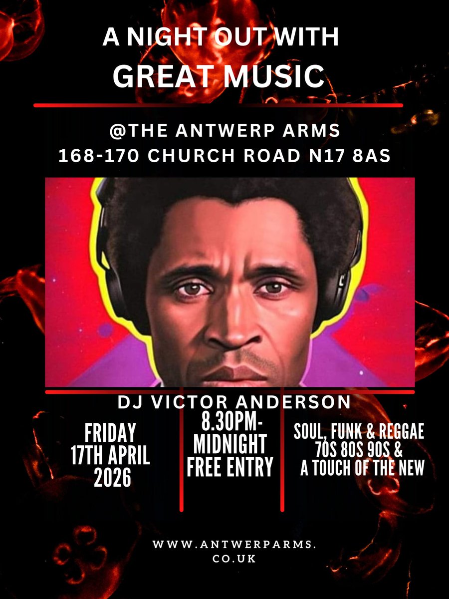 AntwerpArmsAsoc's tweet image. What's on at The Antwerp this week?

Tues
Poetry 7.30 pm.Spins and Needles 4.00pm

Weds
Irish Music - 7:30pm onwards.

Thurs
Pub Quiz - 7:30pm for 8pm start.

Fri
DJ Victor Anderson 8.00 pm

Sat
Karaoke 8.00 pm

#northlondonpub #livemusic #craft