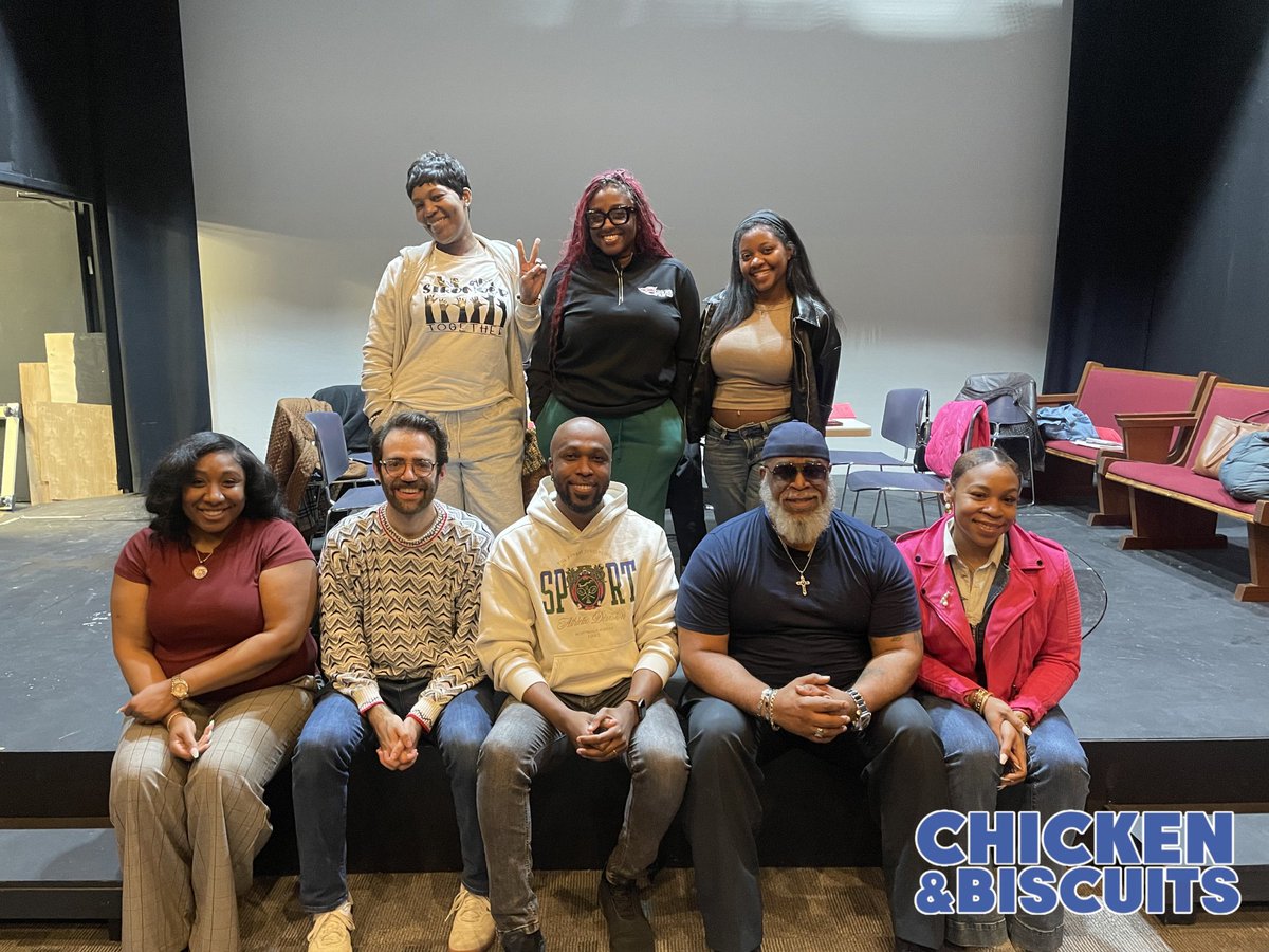 SCTC1's tweet image. Rehearsals are now underway for CHICKEN &amp;amp; BISCUITS, the second hysterical comedy of our 2026 Season! Tickets are on sale now for this celebration of Black joy, grief and healing, on our stage May 8-24 🙏🏾 

#SouthCamdenTheatre #ChickenAndBiscuits #FirstDayOfSchool #PhillyTheatre