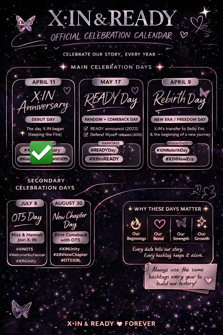 xin_voting_crew's tweet image. [ #admins ]

Ready🌟
We have decided to hold HashtagParties throught the year with this timetable. 

💝 Our next party is on 17.05.2026
💕 We'll share timings later.
✅ You need twitter accounts and videos/photos.
🎉 Add hashtags and post.

#XIN #READY #XIN_READY #엑신 #준비가된