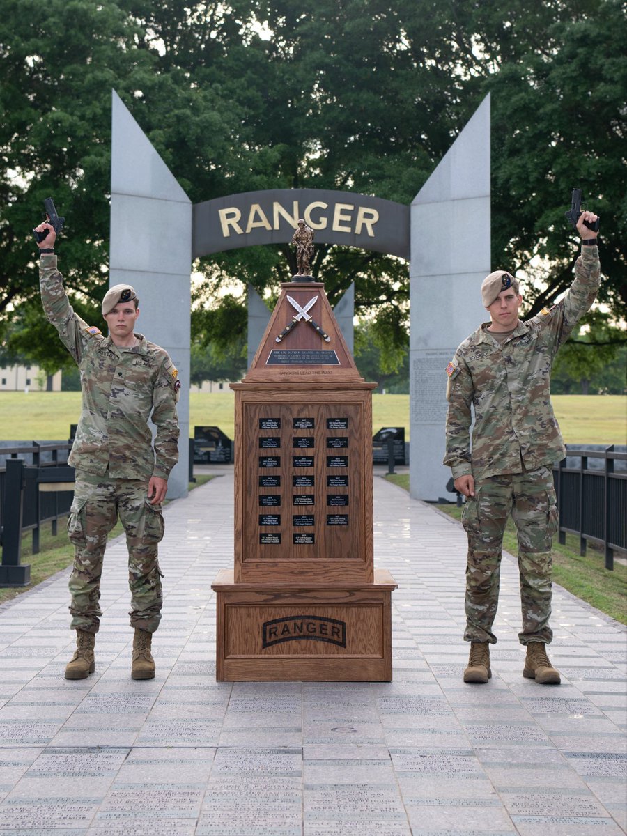 MCoEFortBenning's tweet photo. #BestRanger 🚨 
The 75th Ranger Regiment has claimed the title. Sgt. Drew Schorsch and Spc. Caleb Godbold are the winners of the 2026 David E. Grange Jr. Best Ranger Competition, proving their endurance, skill, and grit over three grueling days of competition. 

#InfantryWeek https://t.co/v1SCFPYx20