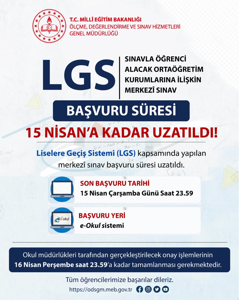 Ölçme, Değ. ve Sınav Hizmetleri Genel Müdürlüğü tweet media